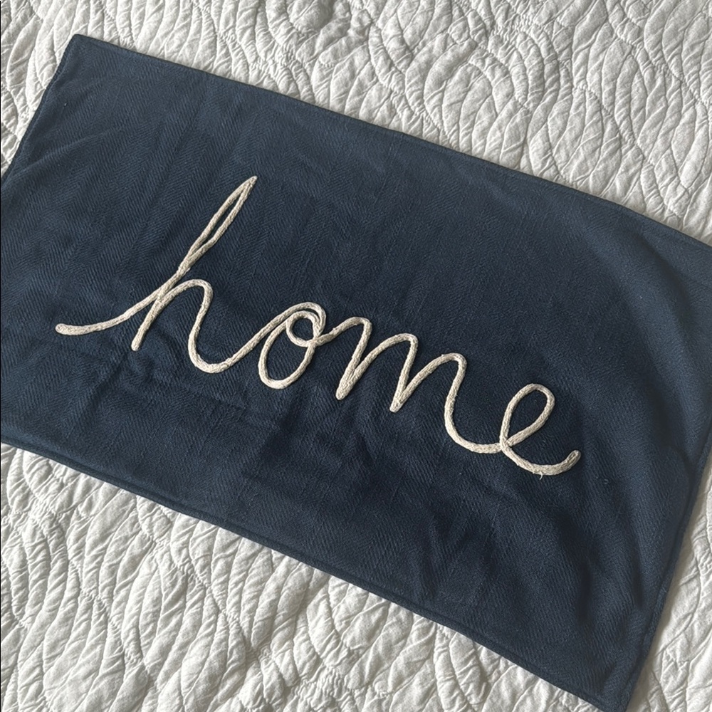 Navy Blue 'Home' pillow cover